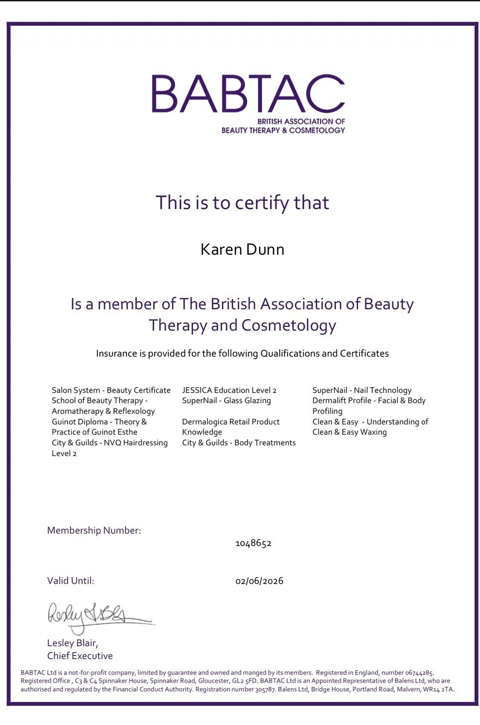 Fully insured and member of BABTAC